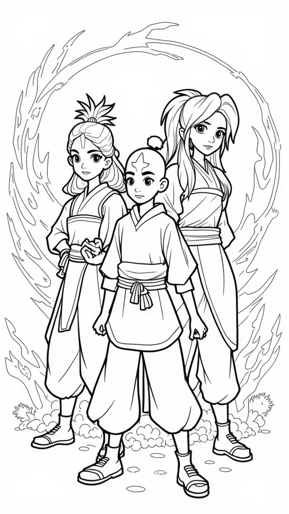 avatar the last airbender coloring pages team avatar